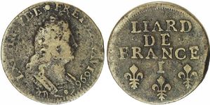 Dy 1589 Liard de France Type au buste âgé 1696-1