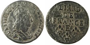 Liard Louis XIV 1656 E - Merlette