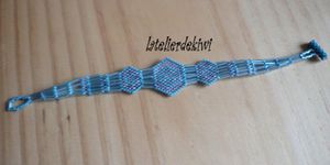 Bracelet bleu,gris transparent & gris 1