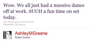 Ashley Greene tweeting abt BD dance scene