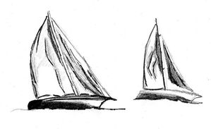 Esquisses dessins études et croquis : marine - bateau - Le dessin du jour : les voiliers au crayon 2b F. Claire - Claire Frelon artiste peintre profesionnel en Morbihan - Bretagne - France - galerie de peinture