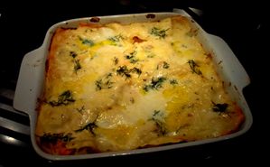 Lasagne saumon poireaux plat