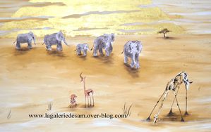 Tableau peinture girafe animaux afrique
