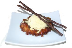Tartelette tatin,crème glacée à la vanille