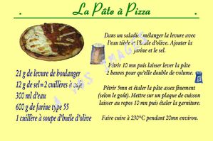 carte postale recette de la pâte à pizza