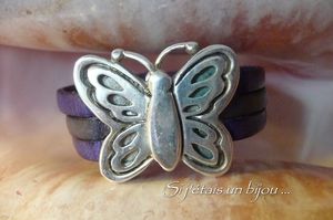 SJUB - SITE BRACELET PAPILLON VIOLET ET GRIS P1120173