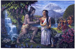 Shiva et Parvati près du lac