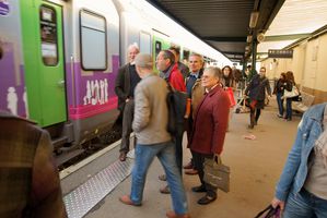 Les membre de l'Association de Promotion de la Ligne Nantes Bordeaux sur le départ à la gare de la Roche sur Yon