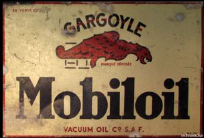 plaque émail vintage mobiloil gargoyle