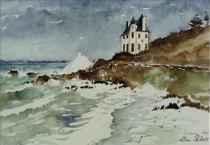 Locquirec aquarelle 53 x36 cm de Dan-Robert