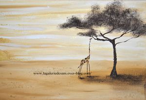 Tableau peinture girafe animaux afrique