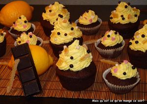 cupcake chocolat coeur lemon curd ganache aux écorces de c