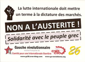 affiche Gauche révolutionnaire solidarité peuple grec