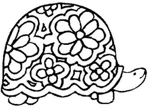 coloriage-tortue-fleurs