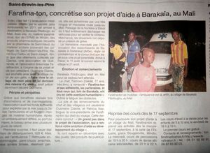 ARTICLE OUEST FRANCE 11 SEPT 2014