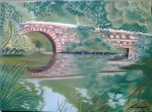 Voyage - Bretagne Egypte Chine Italie : Le pont de Variéras tableau pastel sec F. Claire - Claire Frelon artiste peintre profesionnel en Morbihan - Bretagne - France - galerie de peinture