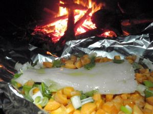 c/ papillottes de poissons au feu de bois!