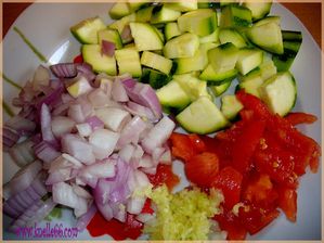 Légumes pour Quiche au saumon et crevettes
