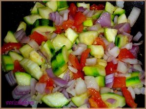 Légumes quiche en cuisson