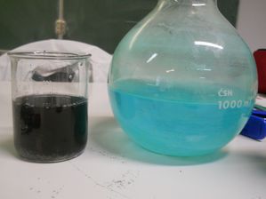 Transformation chimique: solution de sulfate de cuivre et poudre de zinc :  Cours de collège