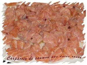 carpaccio de saumon aux baies roses