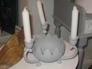 Bougeoir vase patiné gris lin
