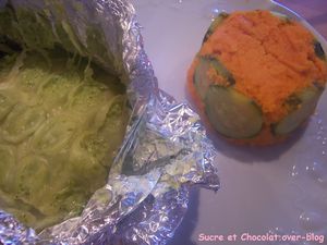 PAPILOTTE POISSON epinard raviole et flan de carotte (2)