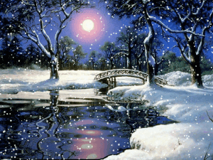 Noel paysage pont lune