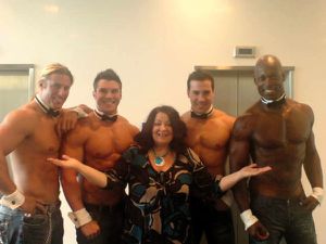 Janey with Chippendales at STV studios