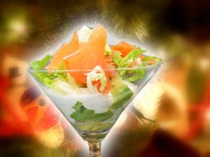 Idée entrée de réveillon 2 , Verrine saumon et avocat , repas de noël.