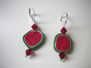 boucles d'oreilles pastèque fimo