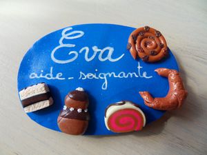 Badge fimo gourmandises EVA