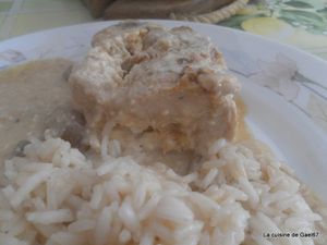 filet poulet farci ultra pro, sauce champignons riz