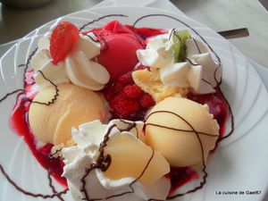 glace vanille-framboises chaudes à la pépinière Wissembo