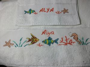 Serviette de bain poissons Alya 1