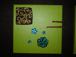 tableau ethnique chocolat-turquoise-vert anis 3