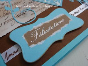 Carte mariage marron et turquoise coeur (2)