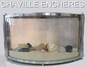 CHAVILLE ENCHERS aquarium en métal et verre Vers1940 95 bi