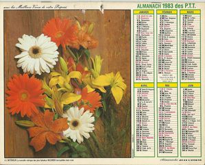 Calendrier 1983 - 62 Pas-de-Calais Fleurs Jardin 1