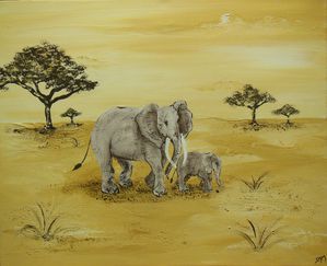 Mère éléphant et petit