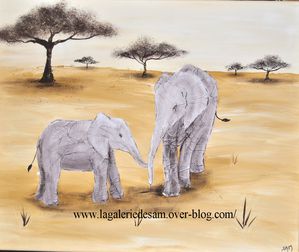 Tableau peiture Eléphant afrique
