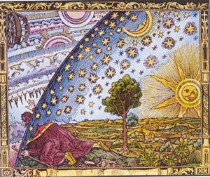 Enluminure représentant l'univers - Moyen-âge.