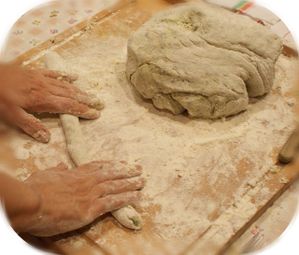 gnoccis verts ,préparation boudin