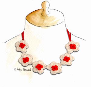 collier crochet fleur fimo