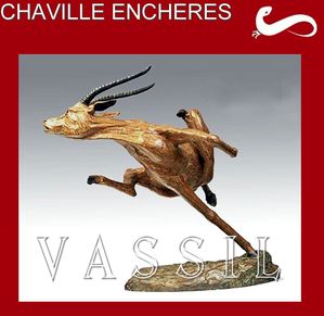chaville encheres bronze vassil+gazelle