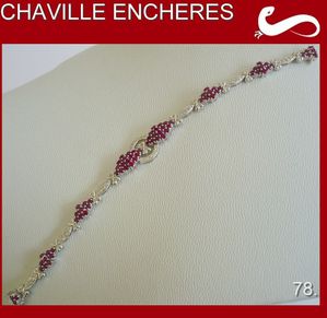 chaville encheres bijoux Bracelet or gris Rubis + brillants