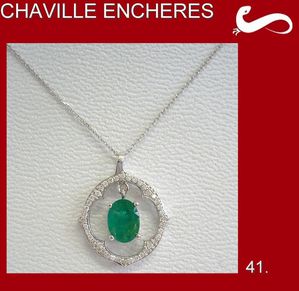 chaville encheres bijoux Pendentif or emeraude 1,25 carat +