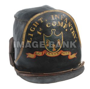 WOa113d- Connecticut paint decorated leather militia shako