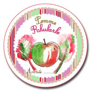 étiquette ronde confiture pomme rhubarbe à imprimer gratu