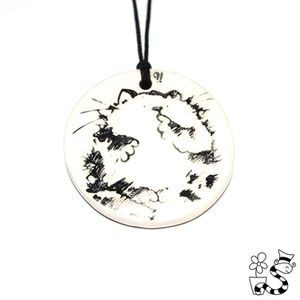 collier décor blanc céramique chat interrogé Verre-2-ter